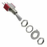 E-Switch_100SP2T6B11M2QEH_Toggle Switch, SPDT, On-(on), Momentary, 5A, 28VDC, 3 PCB Hole Cnt, Solder Terminal, Toggle Actuator, Through Hole-straight