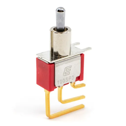 E-Switch_100SP3T2B4M7RE_Switch Toggle ON OFF ON SPDT Round Lever PC Pins 20VAC 20VDC 0.4VA PC Mount with Bracket