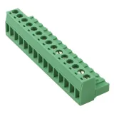 Phoenix Contact_1754708_15 Pos 5mm Screw RA Terminal Block, 12A, 250V, Green