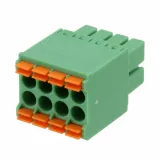 Phoenix Contact_1790124_8 Pos 2 Level Barrier Terminal Block, 8A, 160V, Screwless, Green