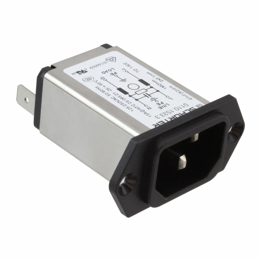 SCHURTER_5110.0833.1_Filtered Power Entry Module, 3 Pos, 250VAC, 8A, ST