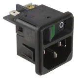 SCHURTER_DC11.0031.201_Mains Power Connector, 12A, 250VAC, Male, 3 Pos, DPST, Quick Connect