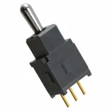 NKK Switches_A13JP_Switch Toggle ON OFF ON SPDT Bat Lever PC Pins 0.1A 28VAC 28VDC 0.4VA PC Mount