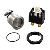 SCHURTER_1241.6823.1122000_Pushbutton Switch, DPST, Latched, 0.5A, 30VDC, Quick Connect Terminal, Panel Mount-threaded, ROHS COMPLIANT