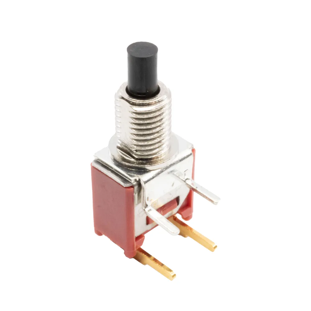 E-Switch_800SP9B5M6RE_Pushbutton Switch, SPST, Off-(on), Momentary, 4 PCB Hole Cnt, Solder Terminal, Through Hole-right Angle