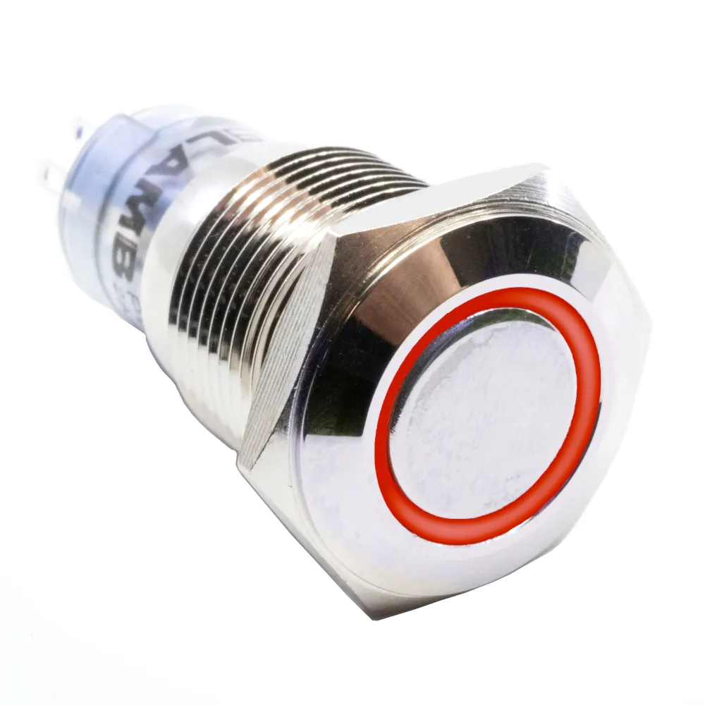 E-Switch_PV3F2H0NN-314_Switch Push Button ON (ON) DPDT Flat Round Button 2A 48VDC Momentary Contact Panel Mount Solder Lug