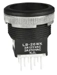 NKK Switches_LB26WKW01_DPDT Pushbutton Switch, 3A 250VAC, On-On, Panel Mount, Solder
