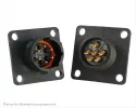 Souriau_UTS010E6PW_Standard Circular Connector Plastic square flange receptacle, without backshell, with 6 male solder contacts, IP68/69K in unmated conditions, keying W
