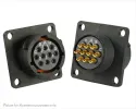 Souriau_UTS012E10SW_Standard Circular Connector Plastic square flange receptacle, without backshell, with 10 female solder contacts, IP68/69K in unmated conditions, keying W