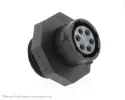 Souriau_UTS710E6SWM16_Standard Circular Connector Plastic threaded receptacle, without backshell, with 6 female solder contacts, IP68/69K in unmated conditions, keying W