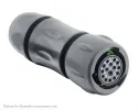 Souriau_UTSX6JC14E15SY_Standard Circular Connector Plug, with cable gland backshell, with 15 female solder contacts, IP68/69K in unmated conditions, keying Y
