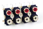 Switchcraft_PJRAS4X2U01AUX_Right Angle 4-Port Audio/RCA Jack, Shielded, Gold/Tin Plated