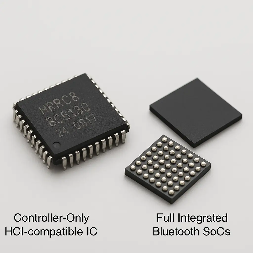 Comparison between HCI-compatible controller-only and fully integrated Bluetooth SoC architectures