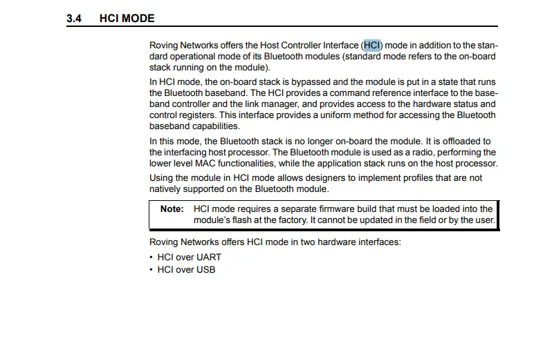 Microchip datasheet showing HCI mode