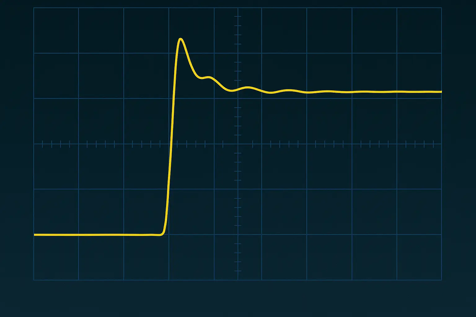 Oscilloscope capture of a critically compensated TIA step response