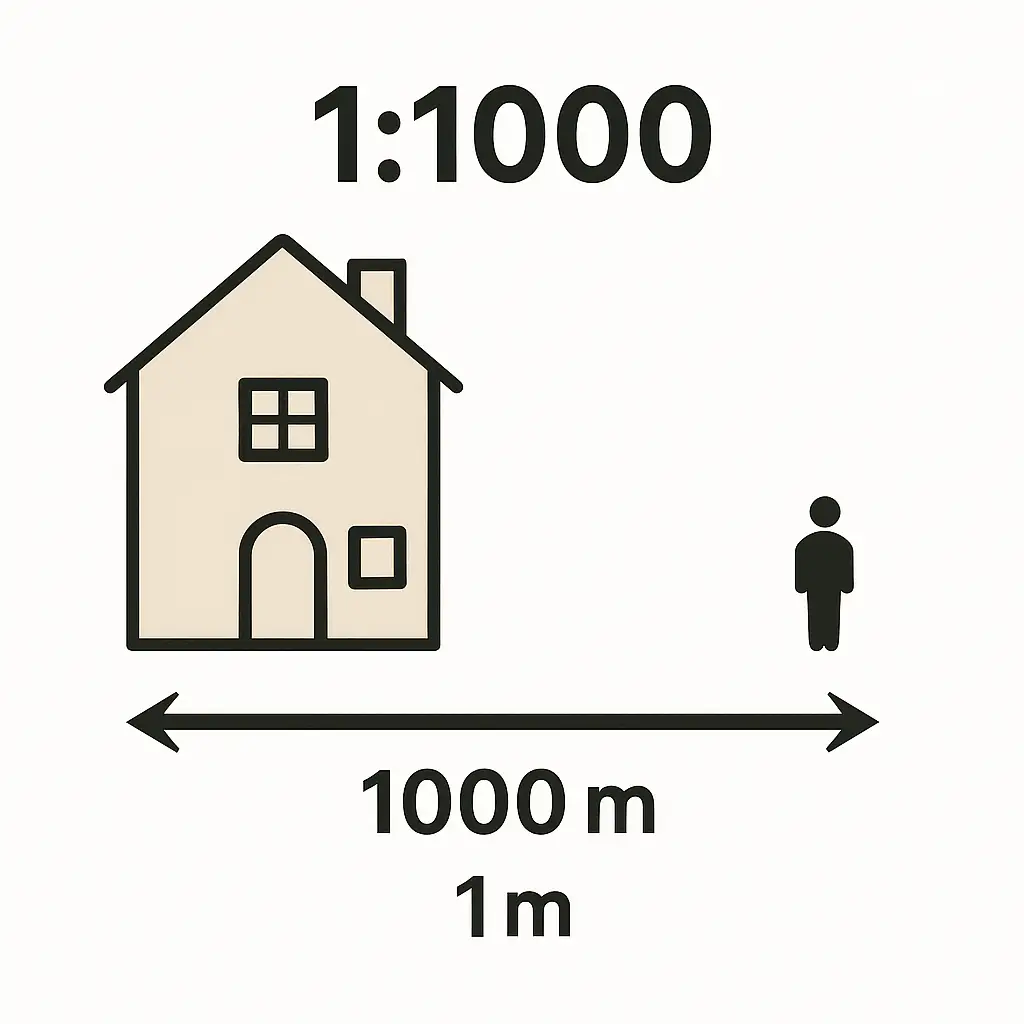 Engineering scale example: 1:1000 ratio representation