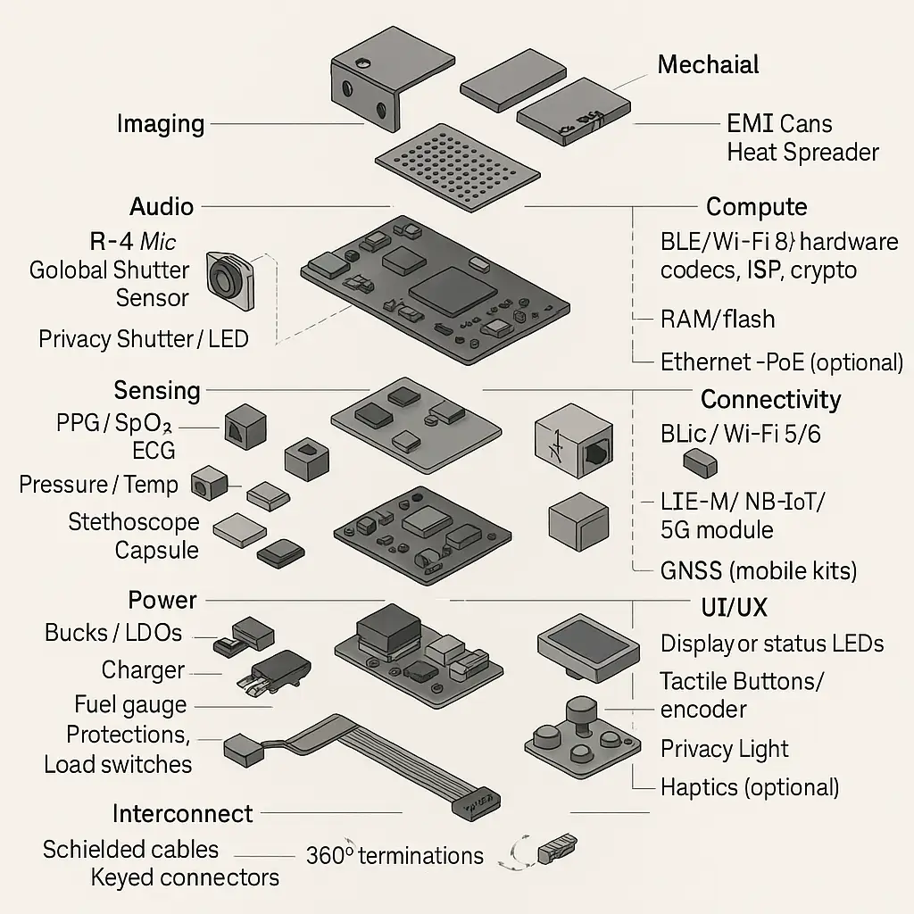 Latency, audio, video, radio and power test cases with target metrics and pass/fail criteria