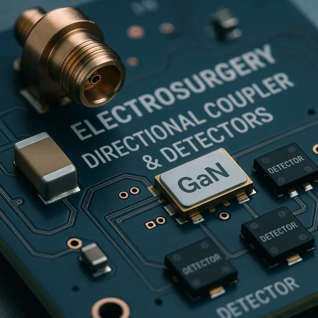 GaN half-bridge PA with Class E or resonant network and medical isolation transformer.