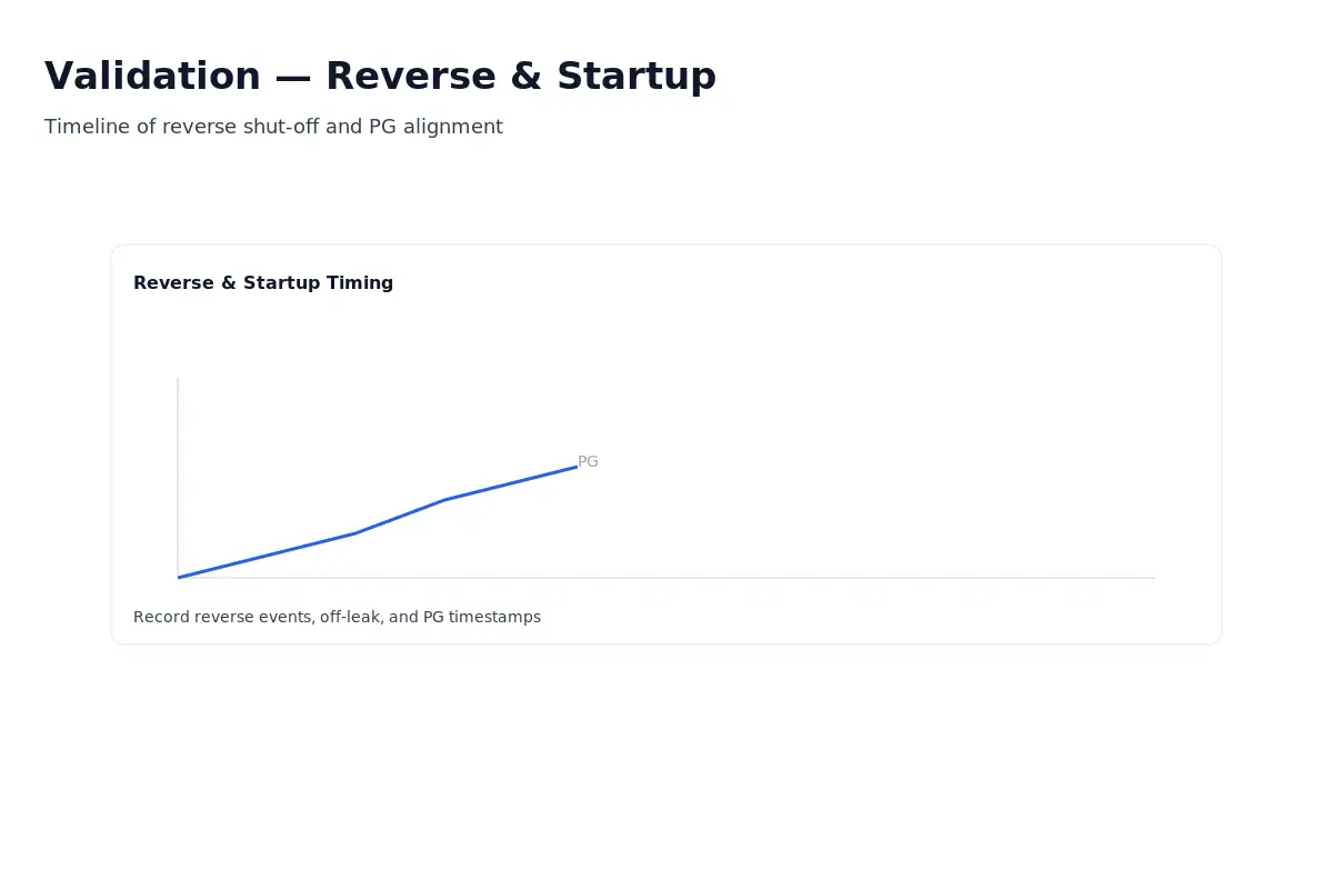 Reverse/backfeed and controlled startup timing (3:2).