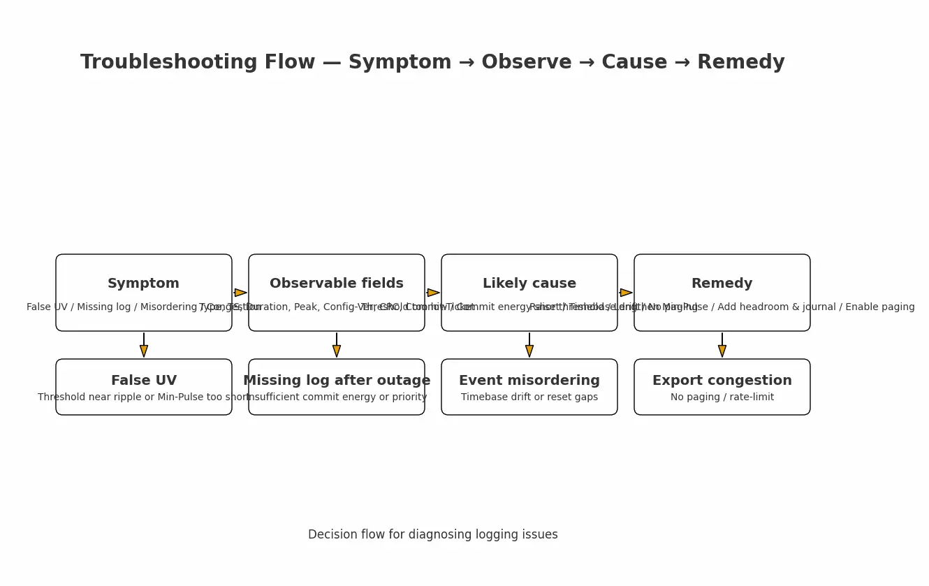 Decision flow for diagnosing logging issues (3:2).