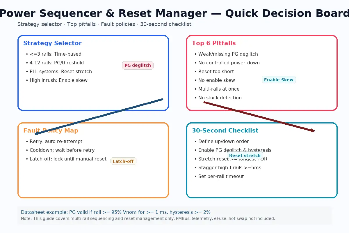 Quick decision box for power sequencing and reset policies