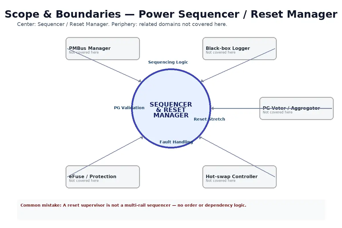 Functional boundaries of a power sequencer & reset manager